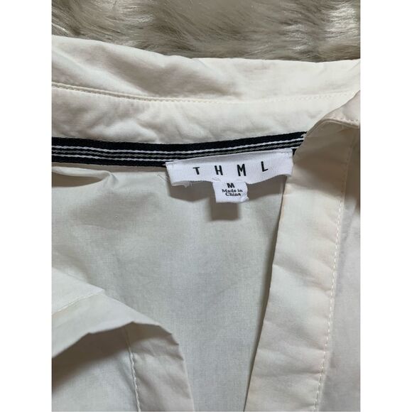 THML Womens Collared Short Sleeve Cream Dress Medium - Picture 7 of 10